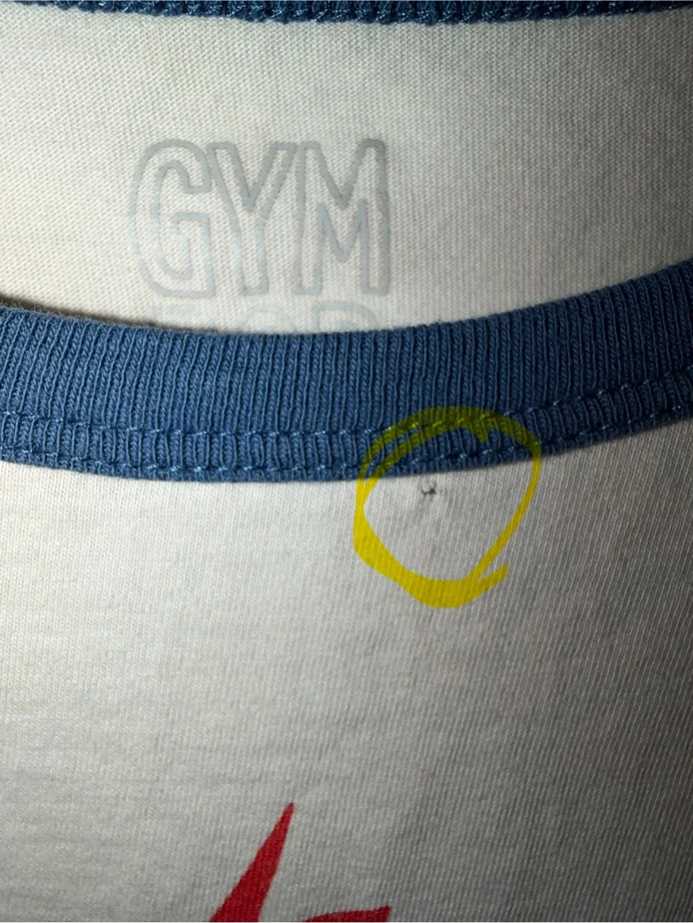 Gymboree Cream Ringer Tee with Navy Trim and Multicolor Lightning
